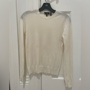 Theory Crew Neck Sweater in Ivory Regal Wool Size Petite